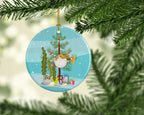Puffer Fish Merry Christmas Ceramic Ornament