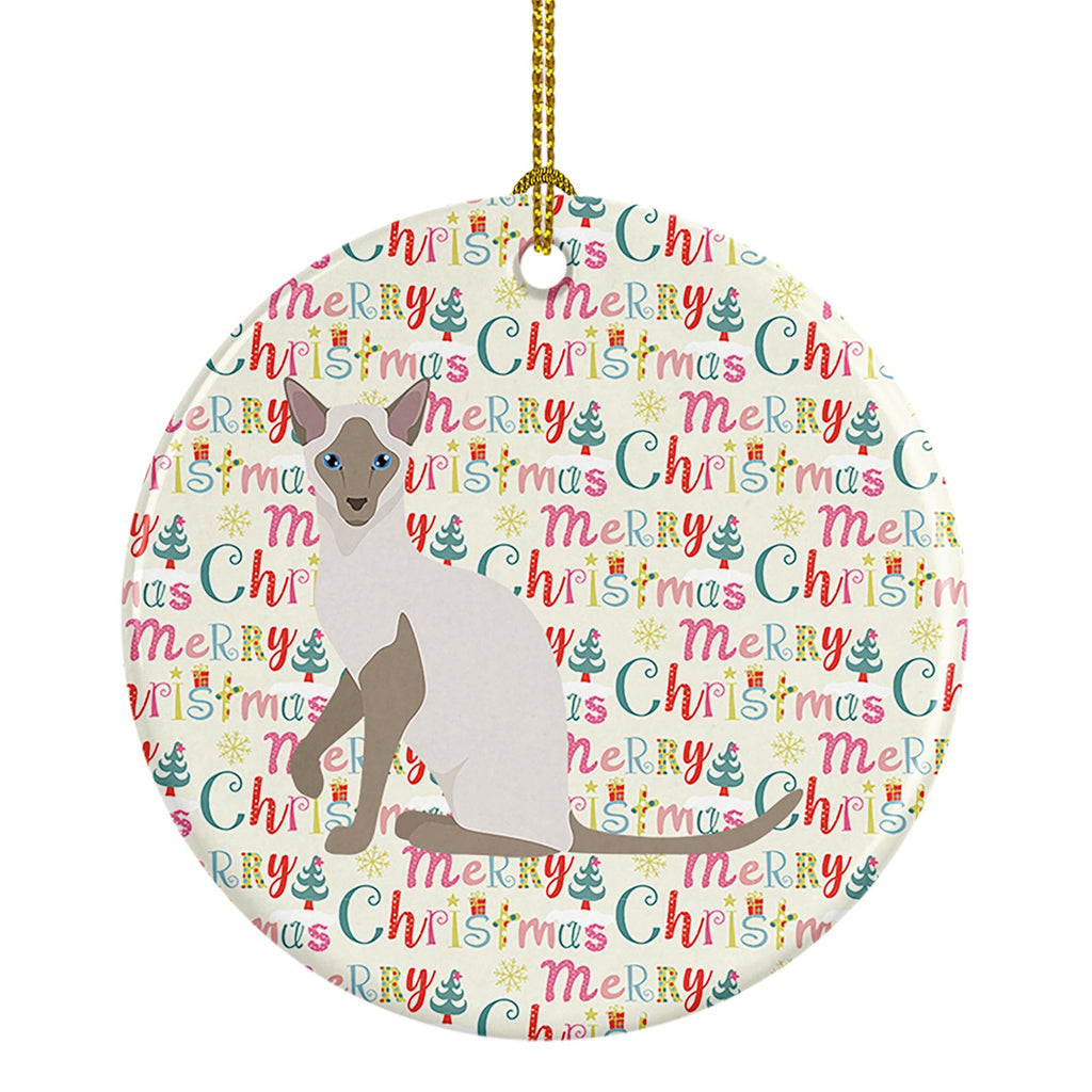 Siamese Modern Cat Christmas Ceramic Ornament