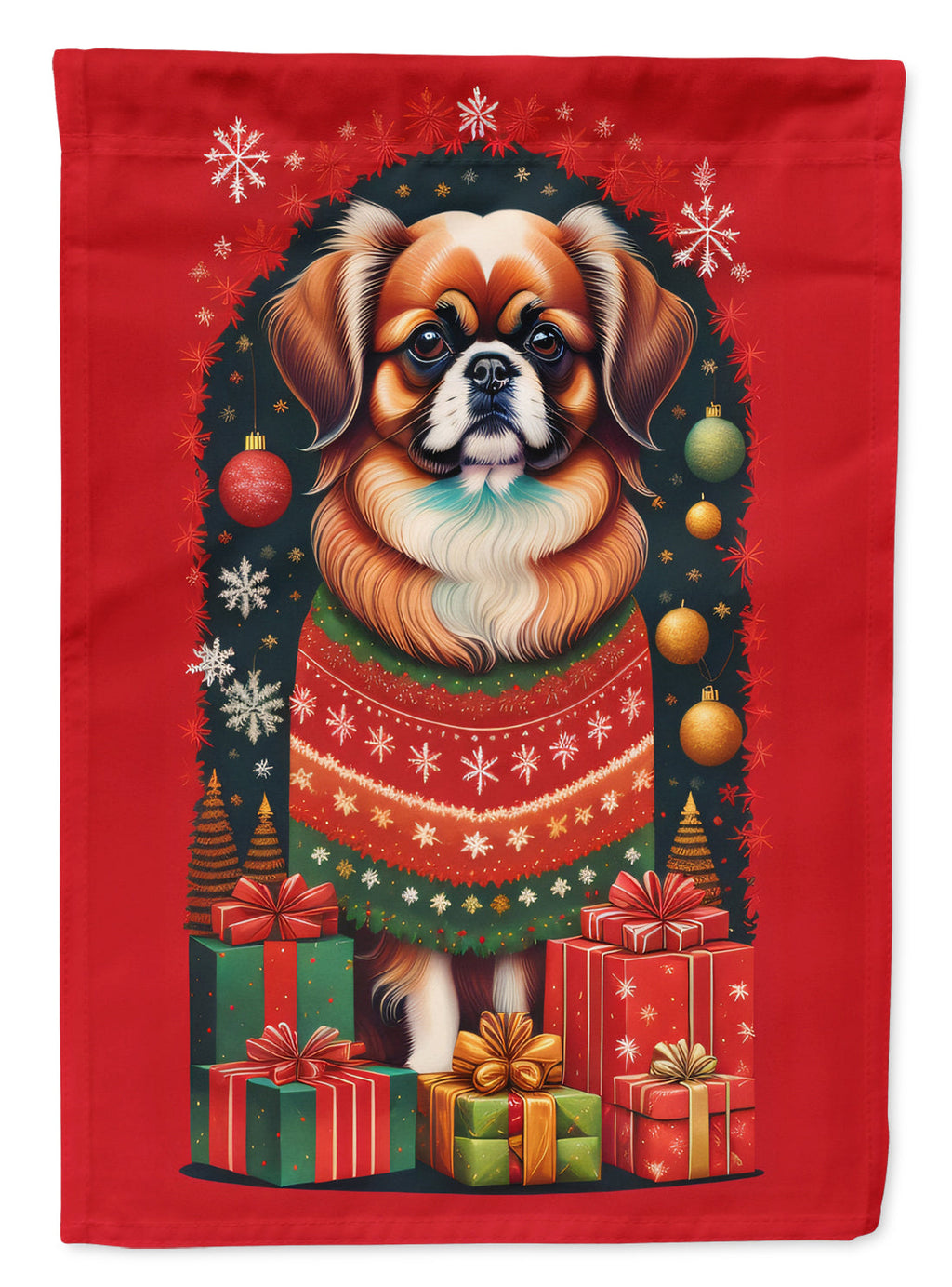 Tibetan Spaniel Holiday Christmas Garden Flag