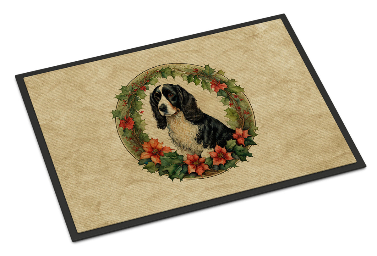 Welsh Springer Spaniel Christmas Flowers Doormat