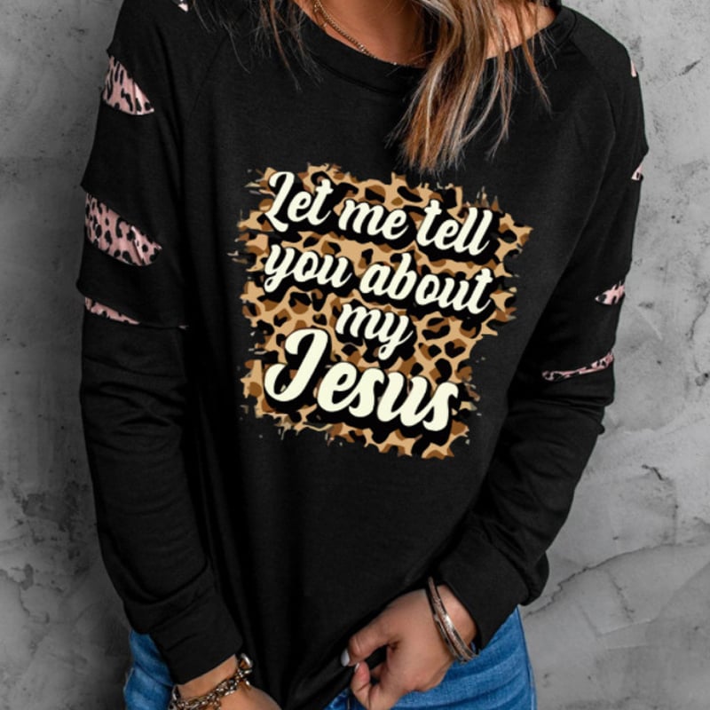 Black Leopard Print Merry Christmas Sweatshirt for Women | Streetwear