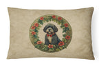 Portuguese Water Dog Christmas Flowers Throw Pillow