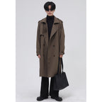 Women's Mid-Length Loose Woolen Windbreaker Jacket