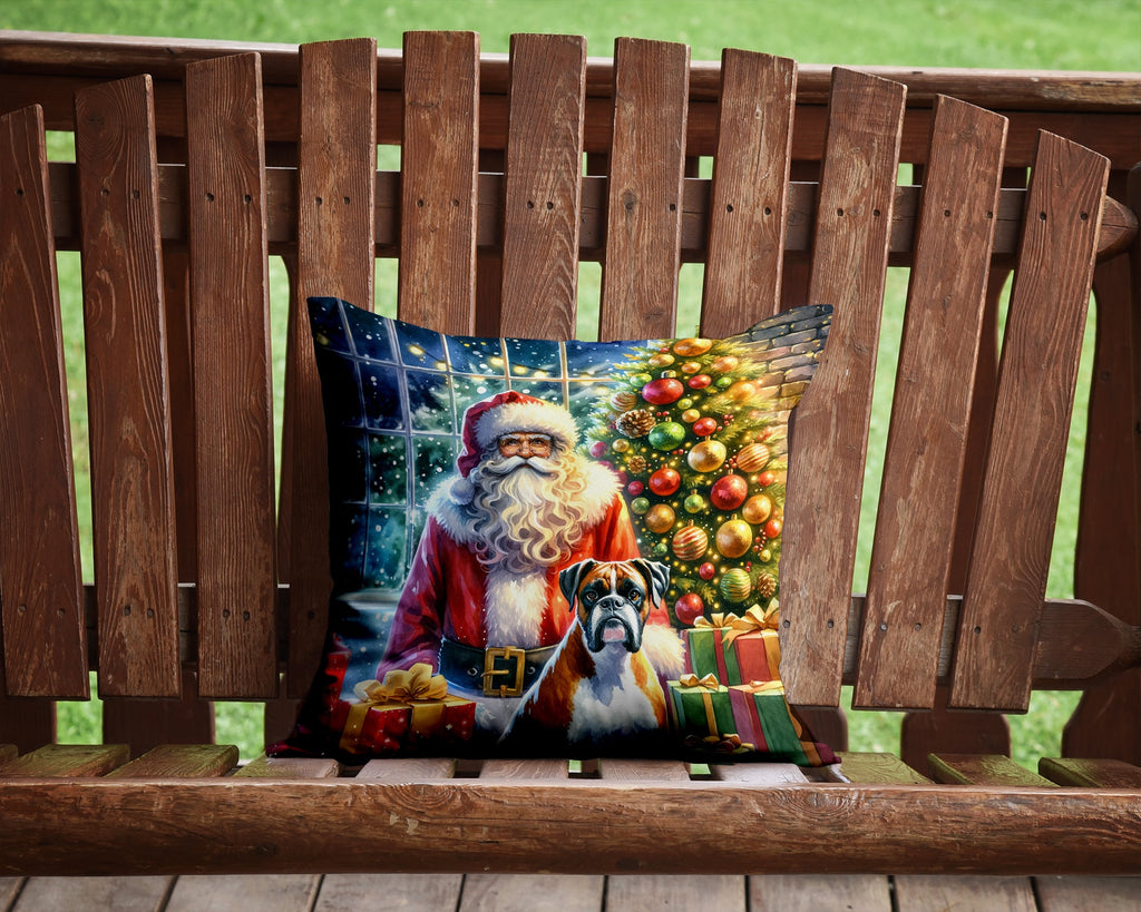Boxer and Santa Claus Throw Pillow