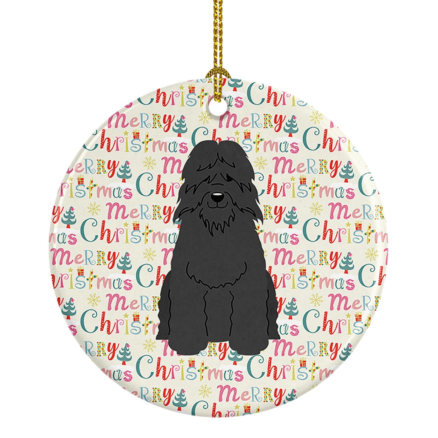 Merry Christmas Bouvier des Flandres Ceramic Ornament