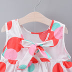Polka Dot Bow Sleeveless Dress - Country Style Design