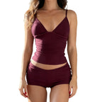 Thread-knit V-neck Camisole & Low-rise Shorts Set