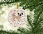 Longhair Chihuahua Merry Christmas Ceramic Ornament