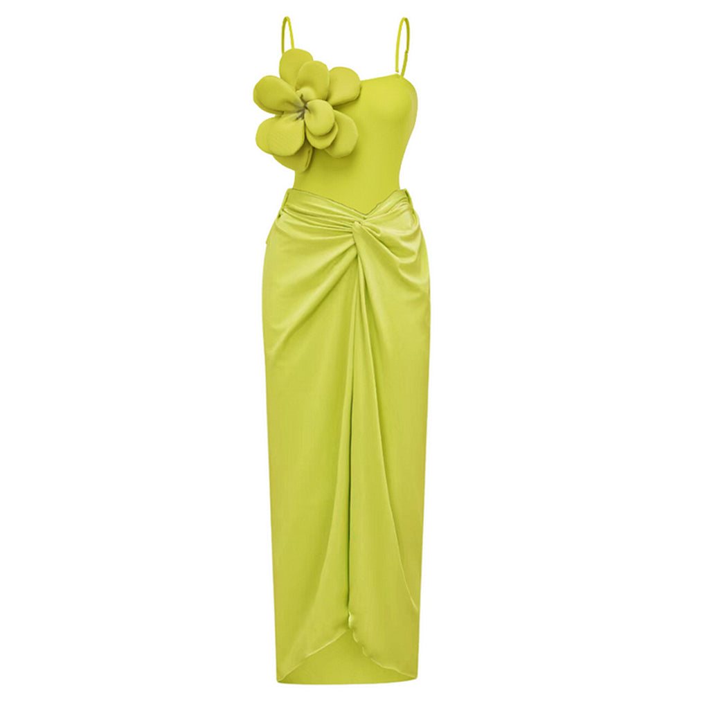 Solid Color Strapless Floral One-Piece Swimsuit 2024