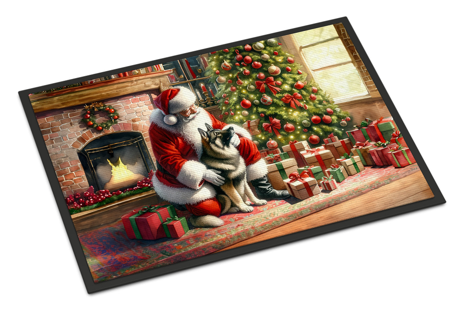 Norwegian Elkhound and Santa Claus Doormat
