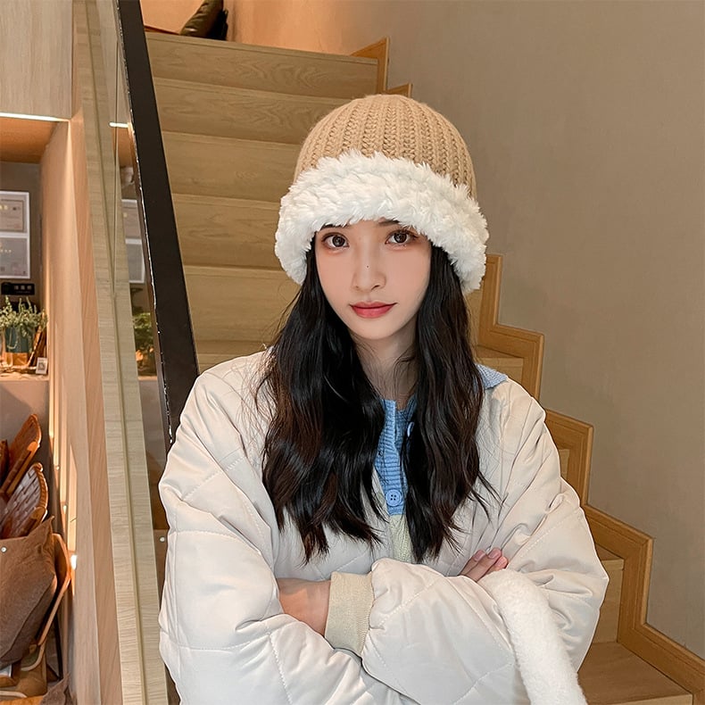 Fashionable Versatile Knitted Wool Hat for Large Heads | Embroidered Cap