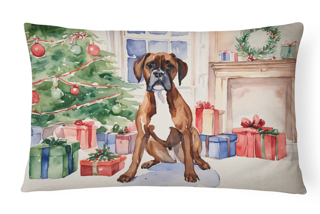 Fawn Boxer Christmas Throw Pillow