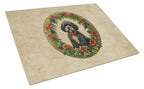 Portuguese Water Dog Christmas Flowers Glass Cutting Board
