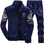 Men's sportswear set, casual cardigan jacket, thick warm outdoor sports shirt, pants, two-piece set