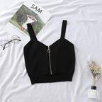 Knit Zip-Front Camisole Crop Top