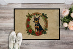 Miniature Pinscher Christmas Flowers Doormat