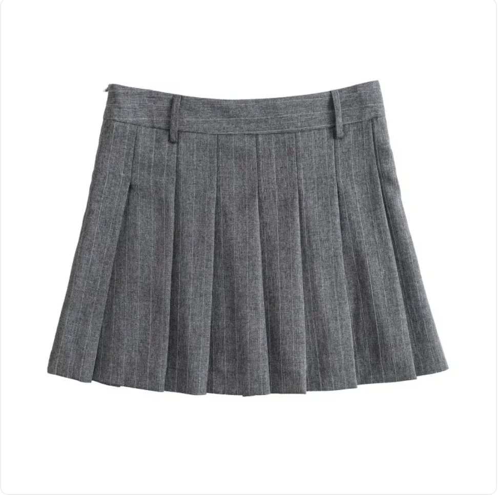 French Pinstripe Wool Blend Suit Skirt Set