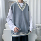 2023 Men's Loose Knit Sweater Vest - Korean Fashion