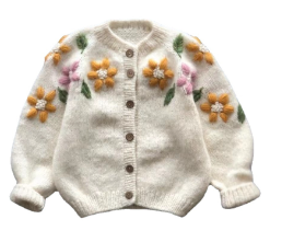 Floral Embroidered Cardigan Sweater (One Piece)