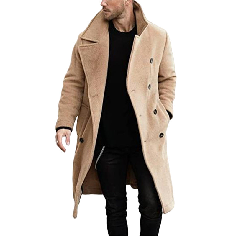 2023 Autumn/Winter Men's Long Woolen Coat Double Breasted