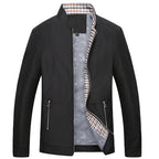 Men's Spring Stand Collar Mid-Length Windbreaker Jacket