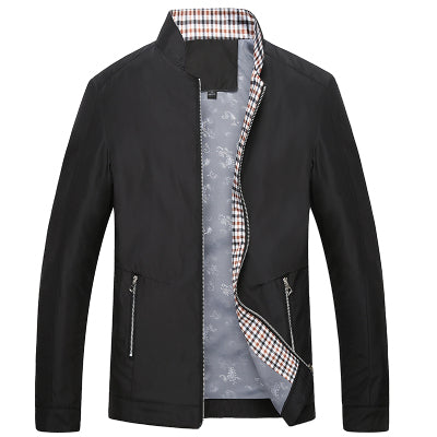 Men's Spring Stand Collar Mid-Length Windbreaker Jacket