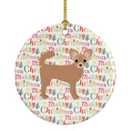 Longhair Chihuahua #2 Merry Christmas Ceramic Ornament