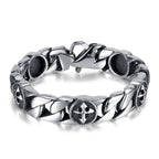 Men's Vintage Cross Titanium Steel Curb Chain Bracelet