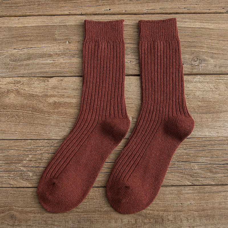 Women's Japanese Solid Color Wool Winter Socks