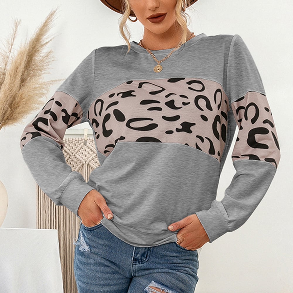 Knitted Leopard Print Pullover Sweatshirt for Women | Streetwear