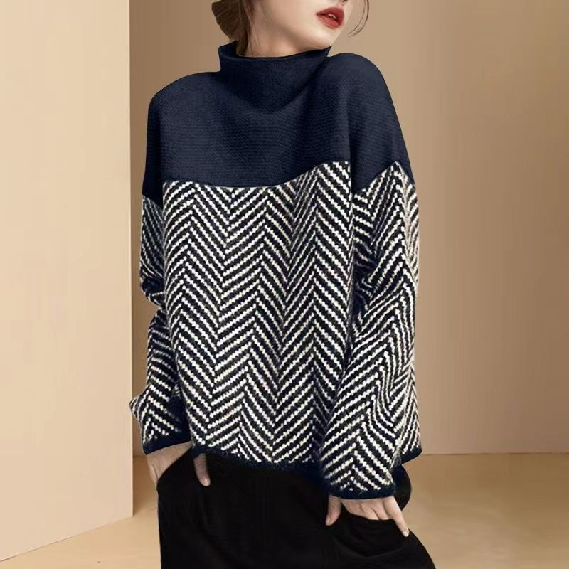 Colorblock Turtleneck Sweater