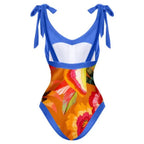 Retro Bird Print Two-Piece Swimsuit with Cover-Up