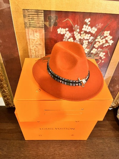 Wool Fedora Hat With Punk Ribbon | Embroidered Cap