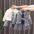 Girls' College Style Sweater Suit for Autumn & Winter