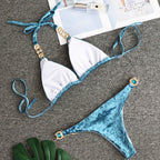 2020 Blue Velvet Women's Bikini with Crystal Accents