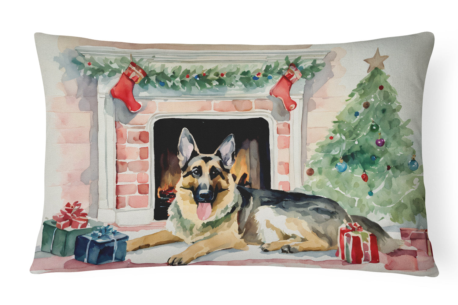 German Shepherd Christmas Throw Pillow