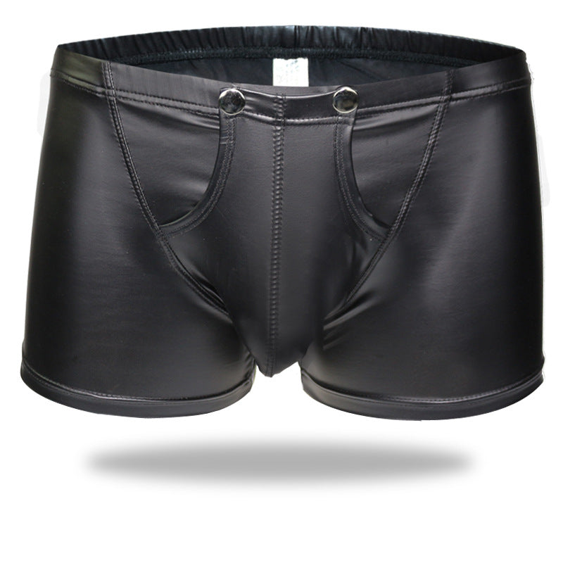 Low-Rise Faux Leather Briefs and Lingerie Set
