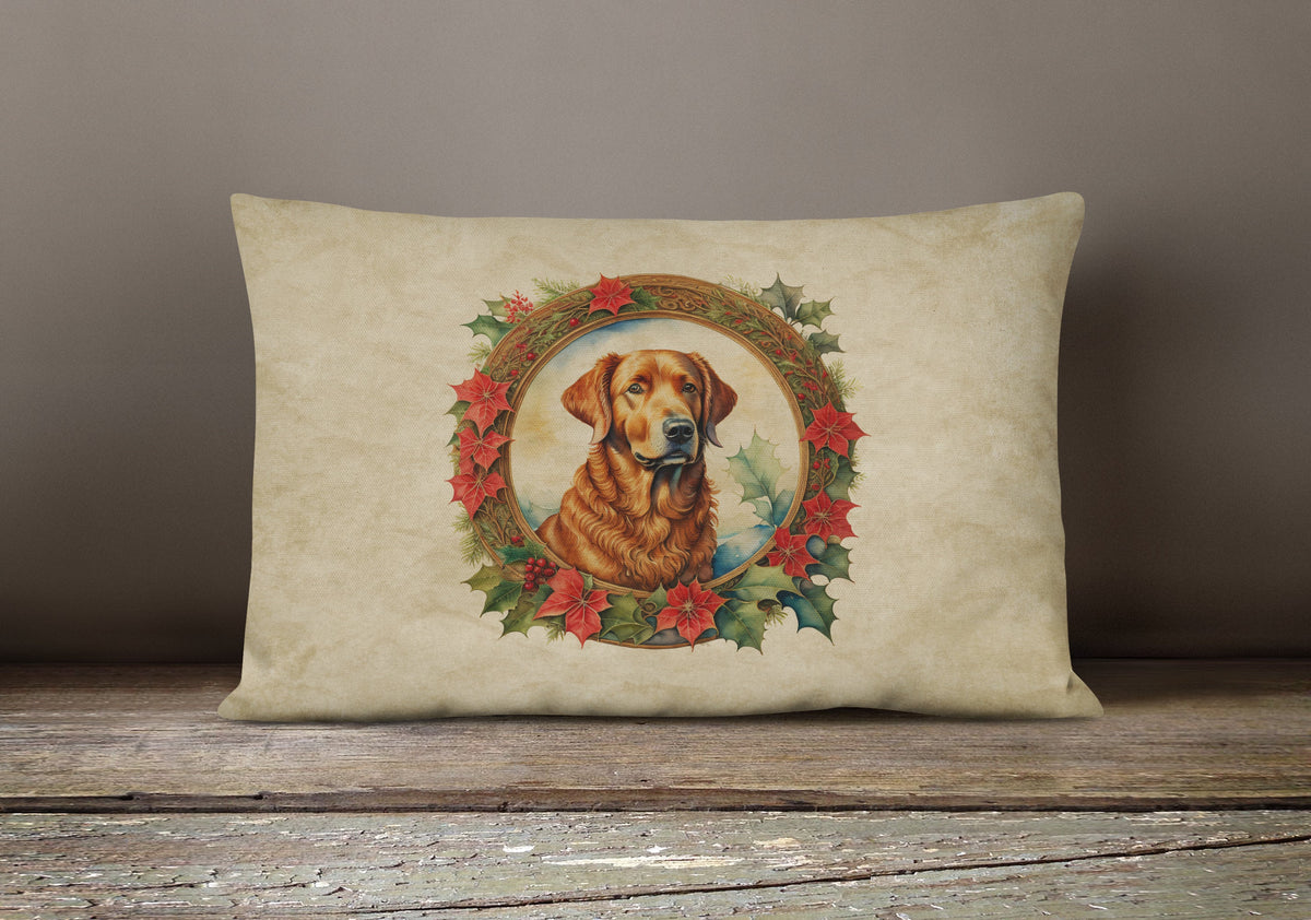 Chesapeake Bay Retriever Christmas Flowers Throw Pillow