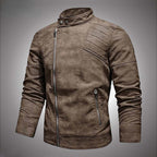 Men's Fashion Leather Jacket with Stylish Lapel and Zipper