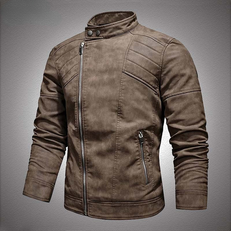 Men's Fashion Leather Jacket with Stylish Lapel and Zipper