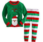 Santa Pattern Striped Long Sleeve Pajama Set for Kids