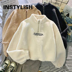 Women's Hooded Fleece Pullover with Embroidery | Streetwear