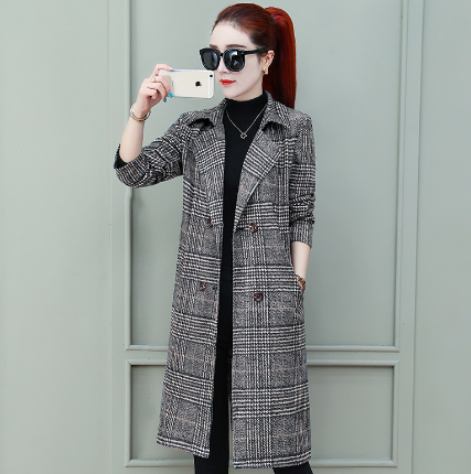 Wool Blend Winter Women's Trench Coat - Casual Cardigan