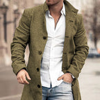Men's Woolen Stand Collar Medium Long Casual Coat