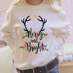 Women's Long Sleeve Christmas Print Crew Neck Sweatshirt | Streetwear