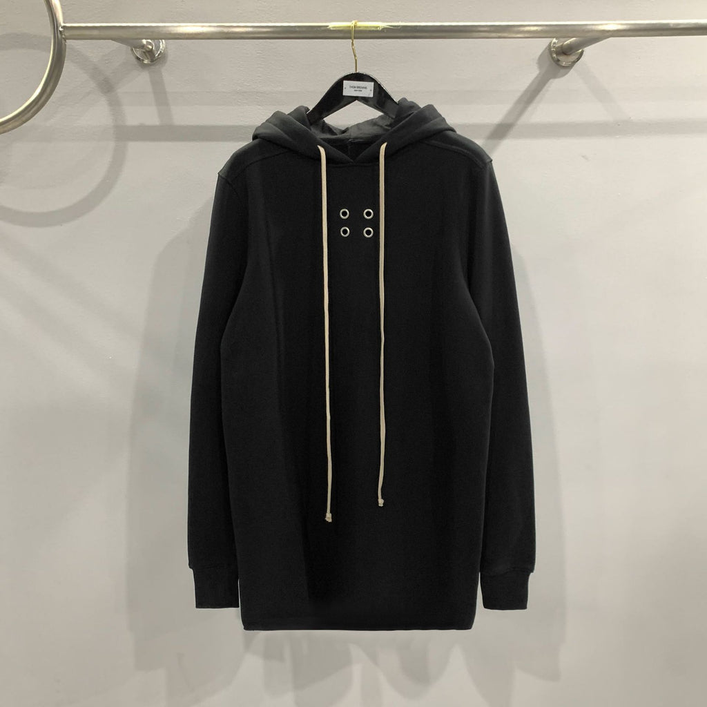 Long Black Hoodie with Drawstrings | Streetwear