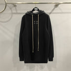 Long Black Hoodie with Drawstrings | Streetwear