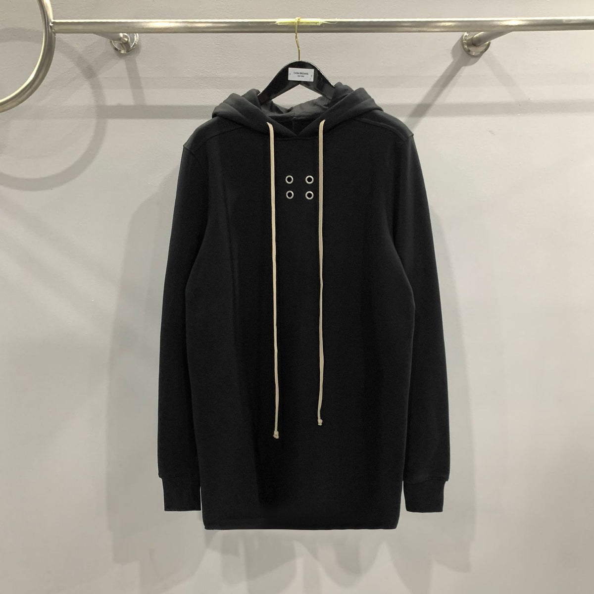 Long Black Hoodie with Drawstrings | Streetwear
