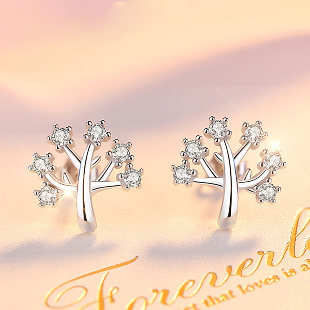 Silver Christmas Tree Earrings