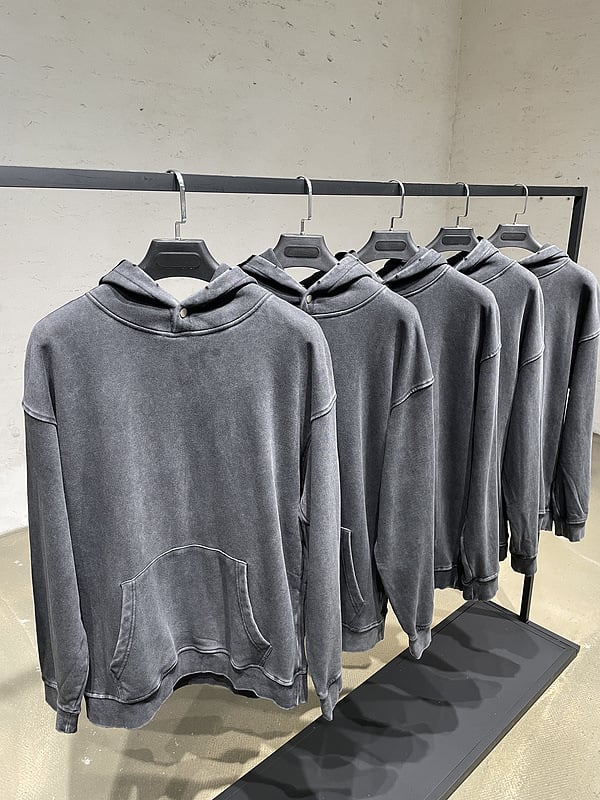 Distressed Hooded Sweatshirt with Frayed Neckline | Streetwear